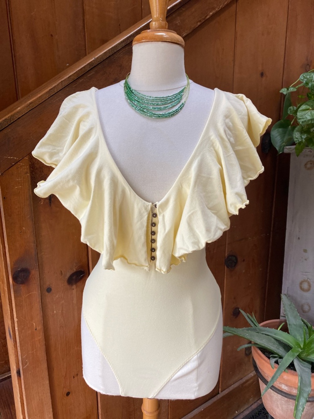Free People Intimately Ruffle Low Cut Low Back Bodysuit